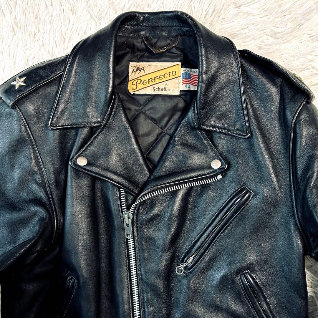 Schott 613 40 牛タグ ワンスター ダブルライダースジャケット