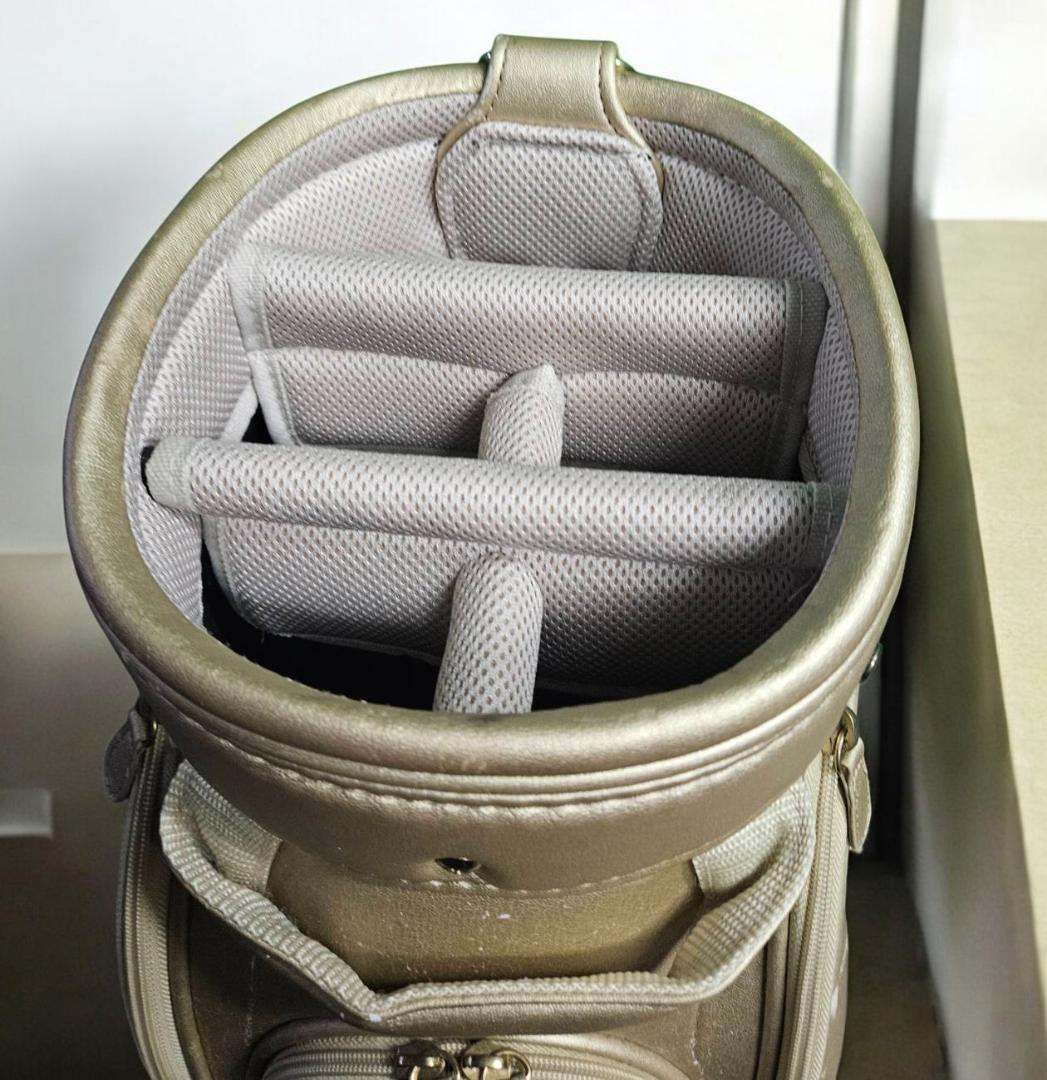 送料無料/美品　Mizuno ホワイトゴールドカラー/ 軽量タイプキャディバッグ