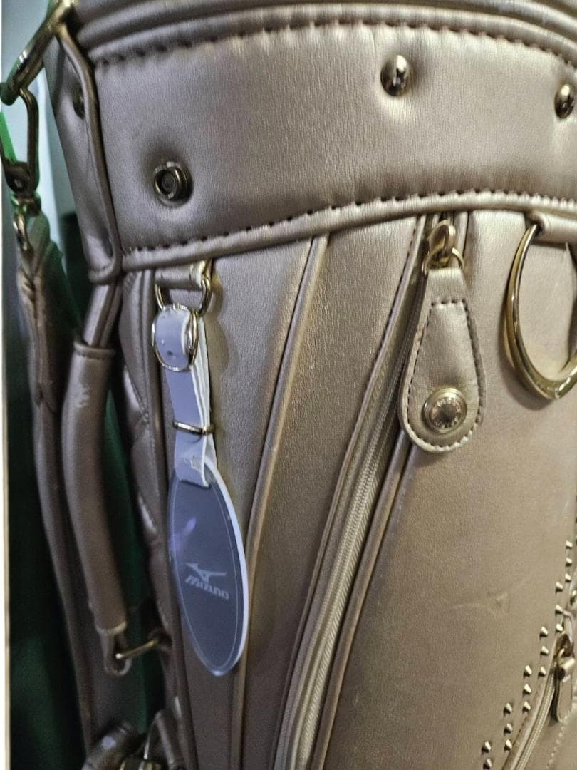 送料無料/美品　Mizuno ホワイトゴールドカラー/ 軽量タイプキャディバッグ