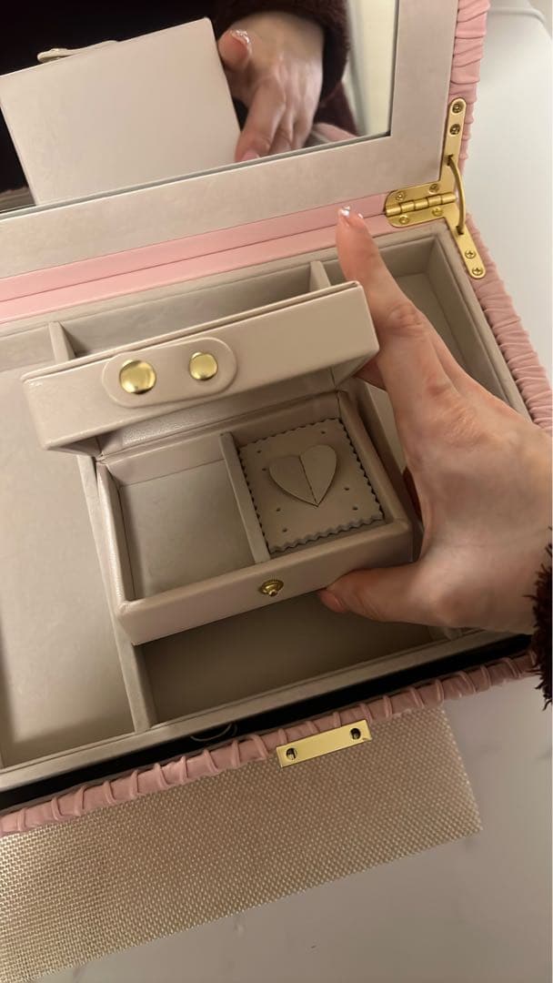 Francfranc ピンク ジュエリーボックス ミラー付き