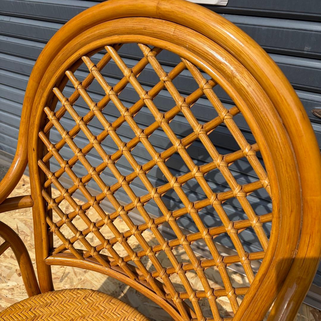 ラタンチェア 籐椅子 アームチェア 昭和レトロ アジアン家具 ナチュラル 古家具