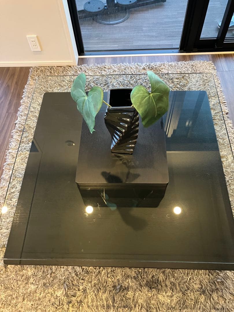 armoniaアルモニア ガラスセンターテーブル ブラック木目調 おしゃれ