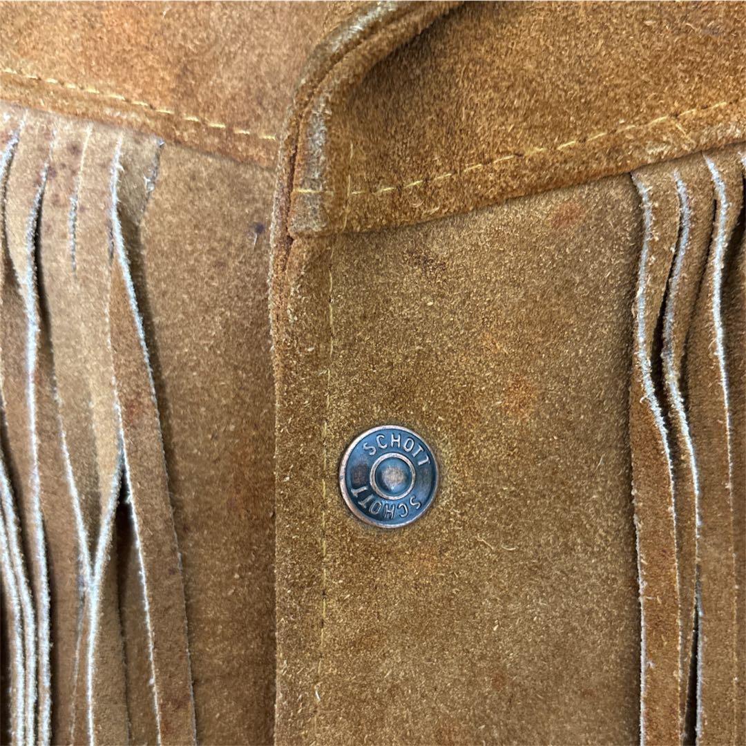 Schott WESTERN フリンジ スエードジャケット USA製 42 茶