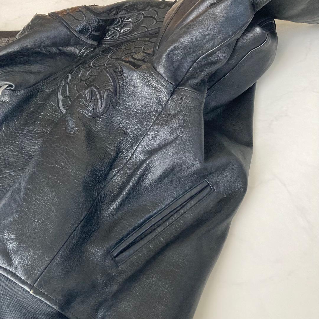 【レア】AVIREX 限定レザージャケット ドラゴン刺繍 XL