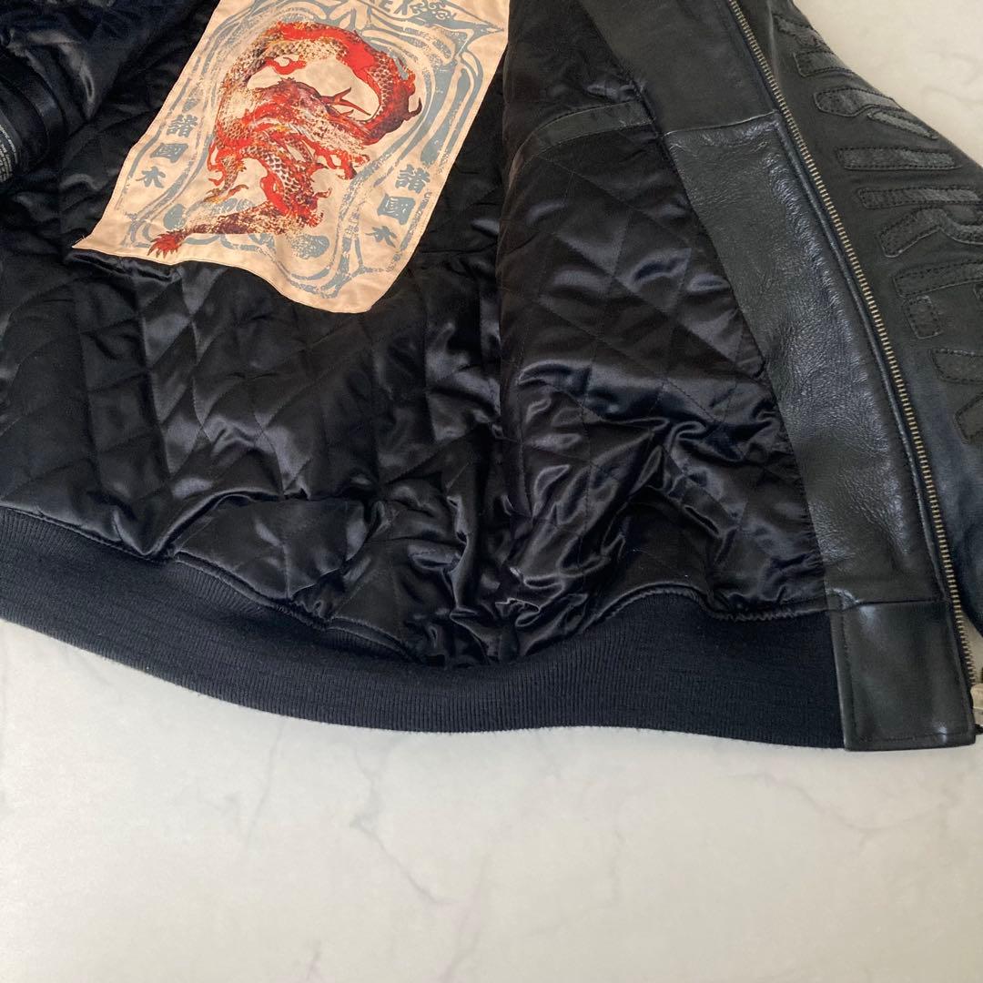 【レア】AVIREX 限定レザージャケット ドラゴン刺繍 XL
