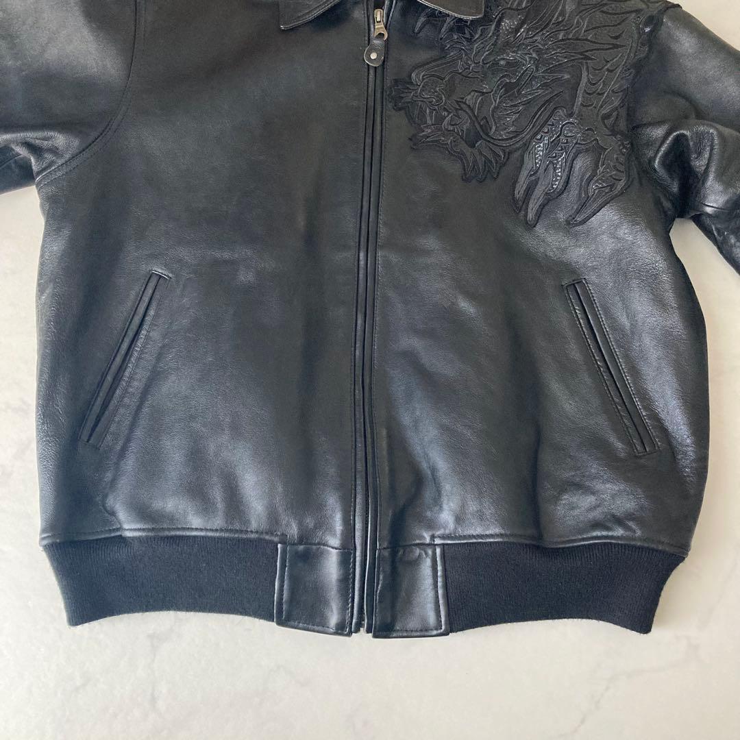 【レア】AVIREX 限定レザージャケット ドラゴン刺繍 XL