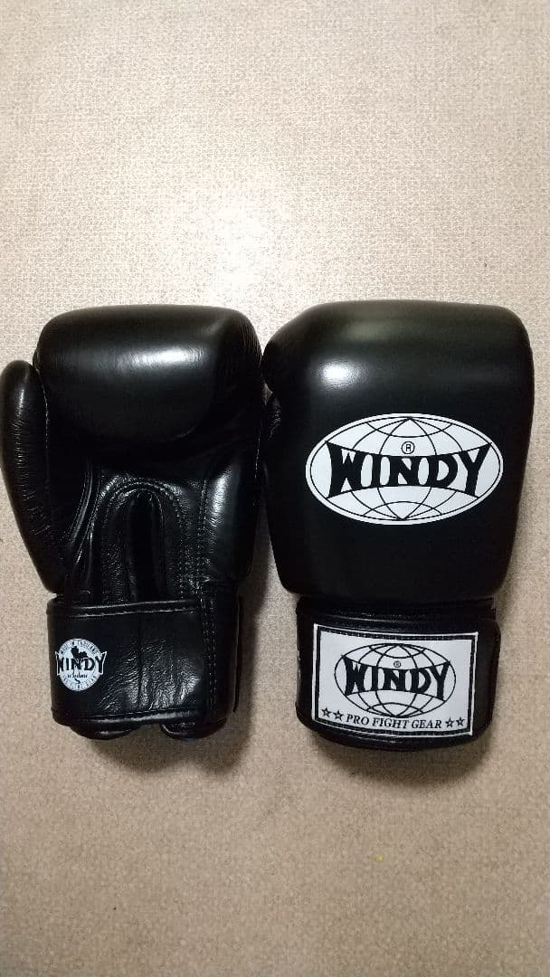 本革製WINDYボクシンググローブ 10oz 黒キックボクシング NP