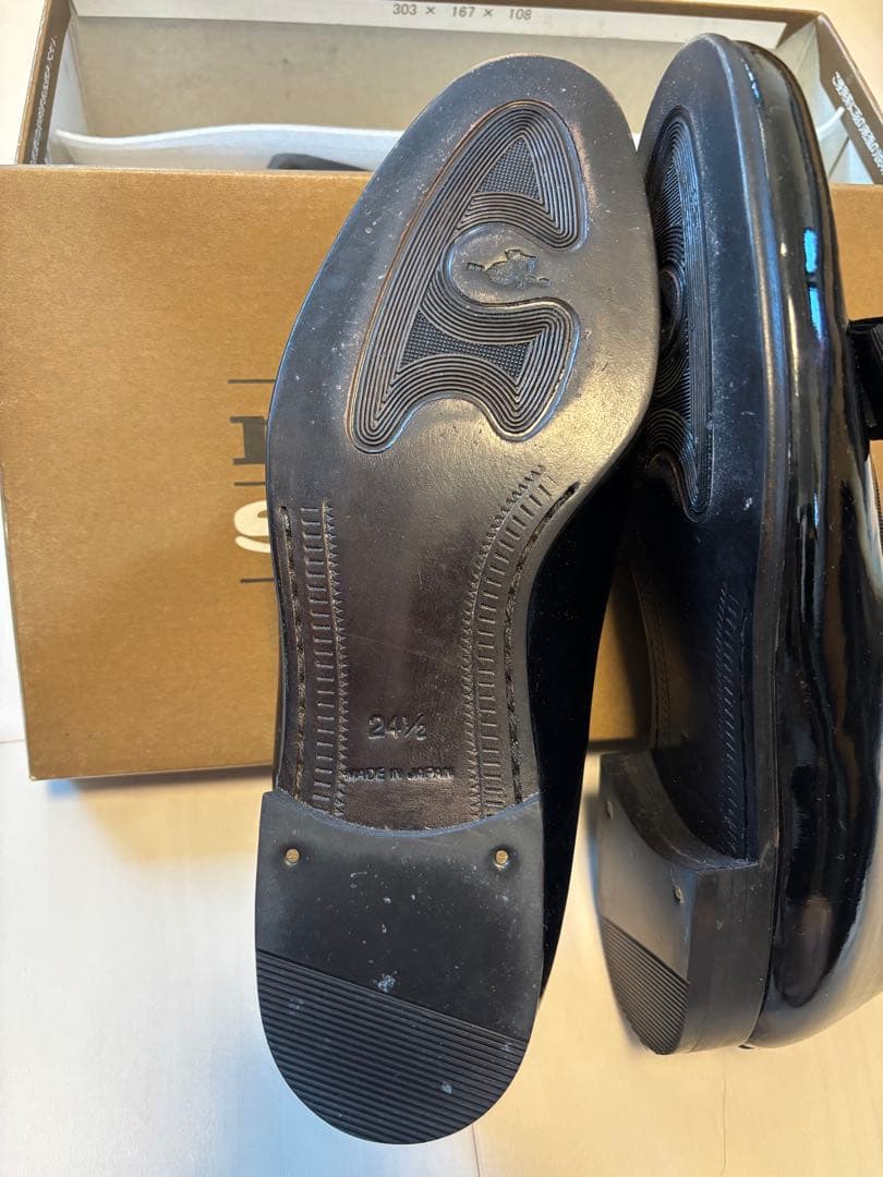 madras 黒 取り外し可能リボン付き 24.5 ドレスローファー