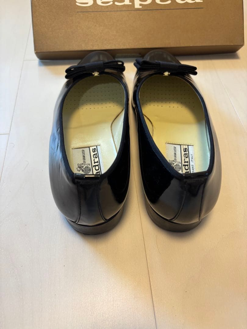 madras 黒 取り外し可能リボン付き 24.5 ドレスローファー