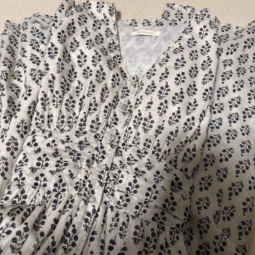 新品　ヌキテパ　コットンボイルフラワーワンピース　ブラック　Sサイズ