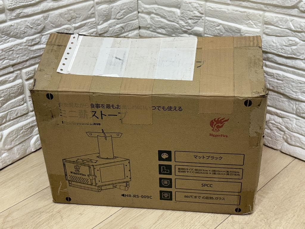 未使用 ミニ 薪ストーブ オーブン付き 3役 耐熱ガラス窓 コンパクト 焚き火台