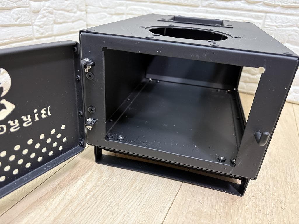 未使用 ミニ 薪ストーブ オーブン付き 3役 耐熱ガラス窓 コンパクト 焚き火台