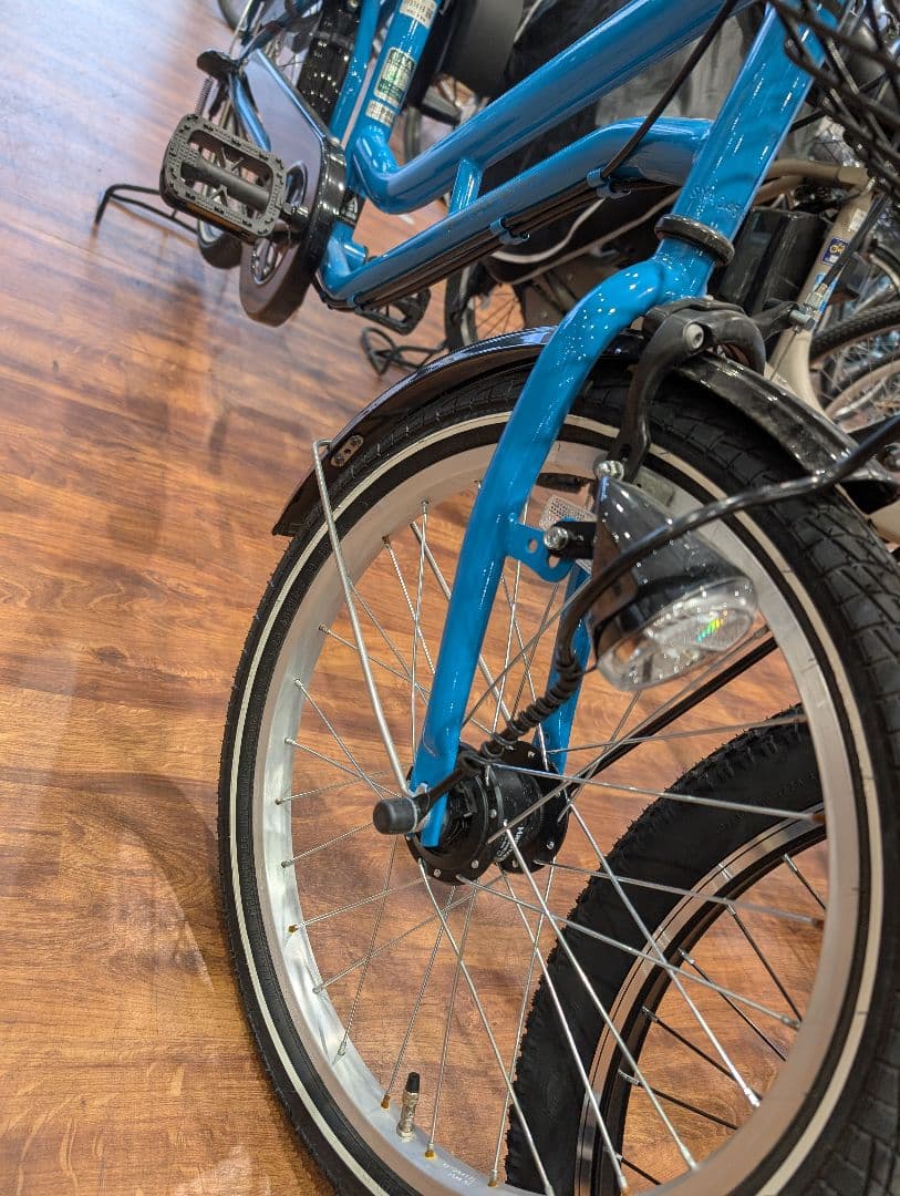 青色シティサイクル チャイルドシート付き