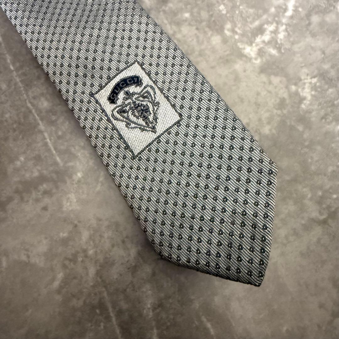 GUCCI グッチ ネクタイ ドット柄 シルク ハイブランド シルバー 結婚式