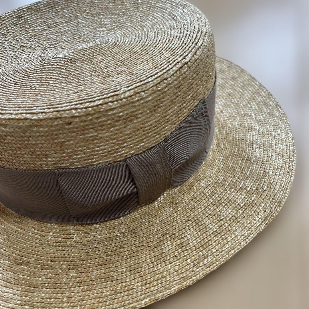 CA4LA カンカン帽　麦わら帽子 ベージュリボン