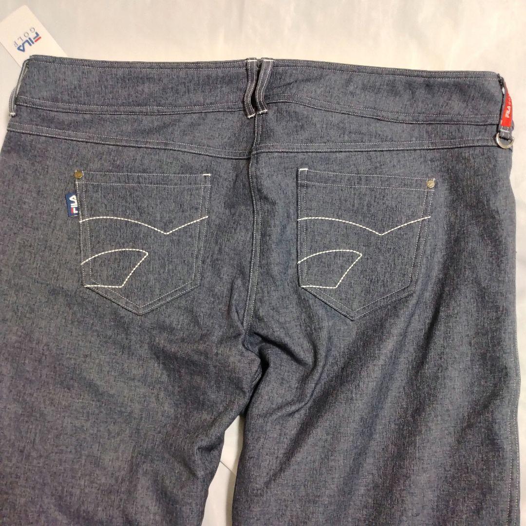 大きいサイズ 5L フィラゴルフ　防風デニム調ストレッチ ロングパンツ ネイビー