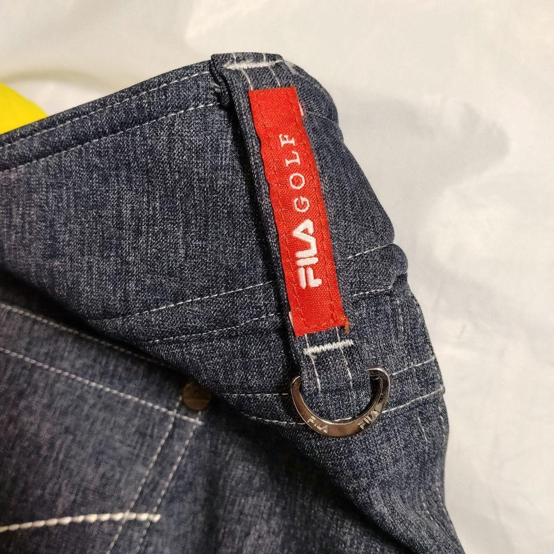 大きいサイズ 5L フィラゴルフ　防風デニム調ストレッチ ロングパンツ ネイビー