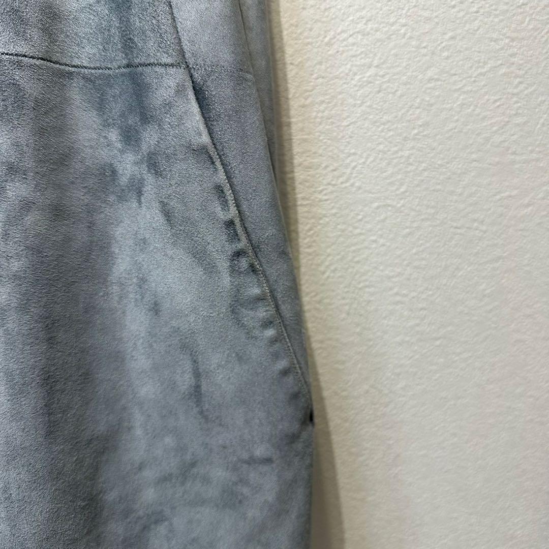 希少 LOEWE 上質 スエード レザー モノグラム デザイン ノーカラーコート