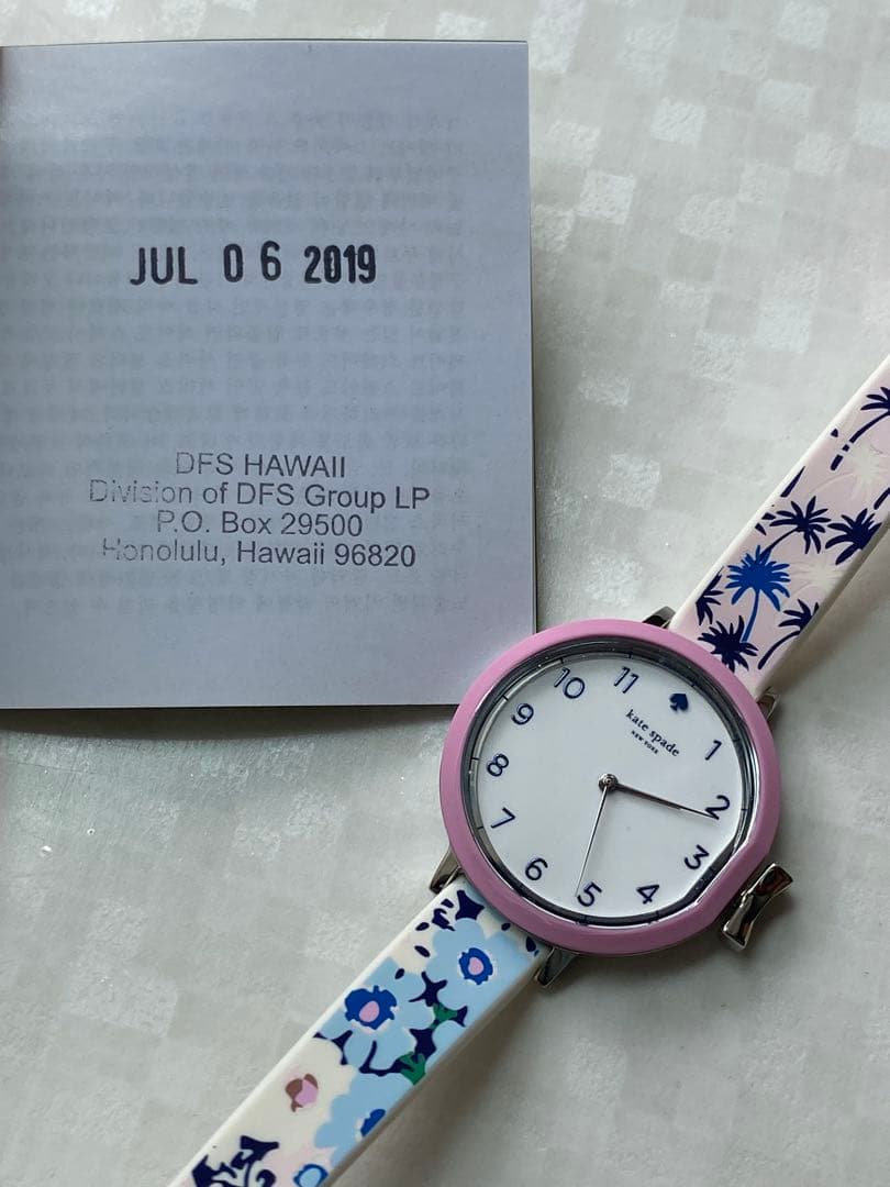 kate spade 花、パーム柄ラバーベルト 腕時計