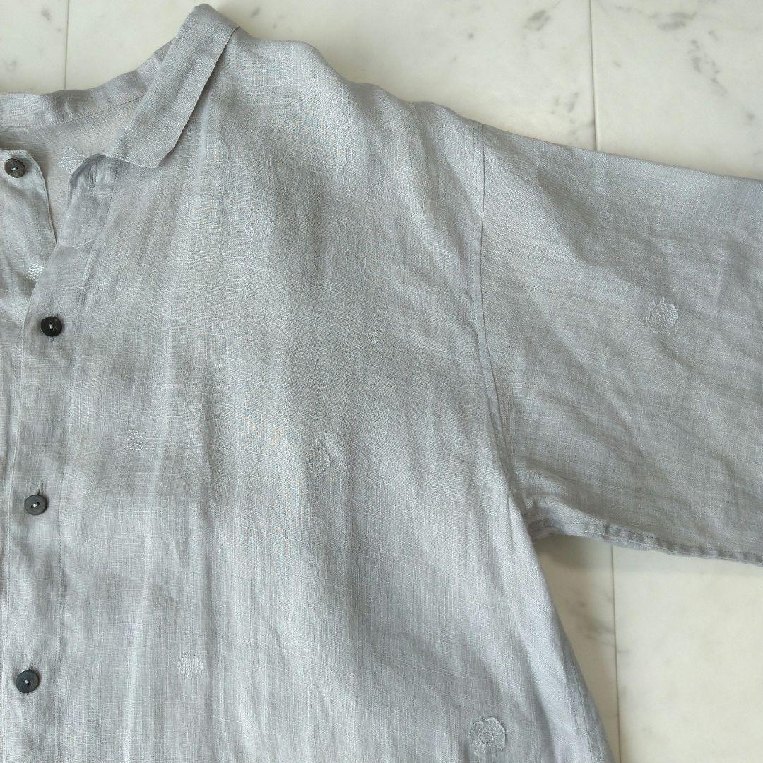 067 ヨーガンレール 刺繍 リネン 麻100% ロング シャツ ワンピース