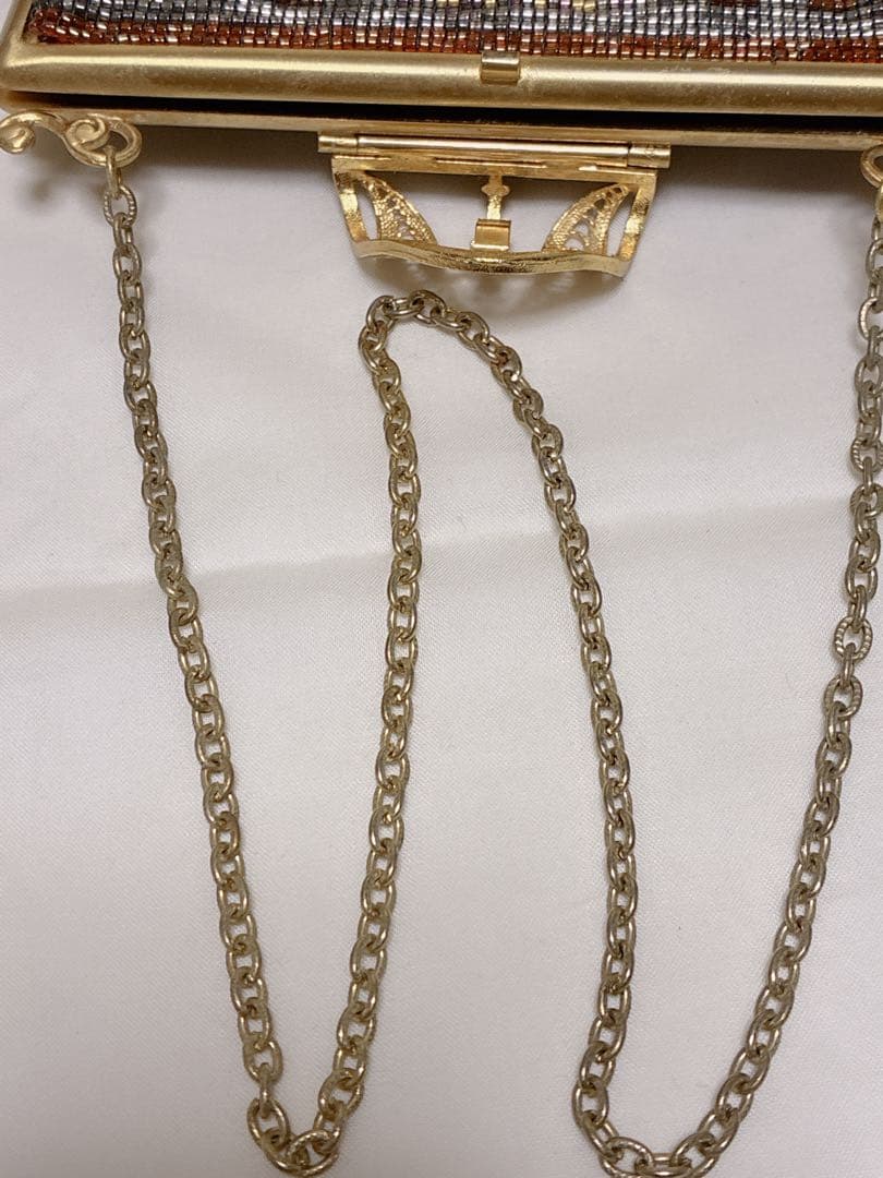 ビンテージ　メタル メッシュビ−ズ装飾 パーティーバッグ　レトロ