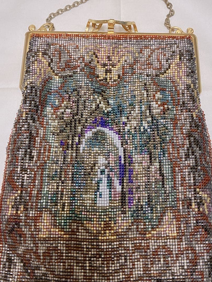 ビンテージ　メタル メッシュビ−ズ装飾 パーティーバッグ　レトロ