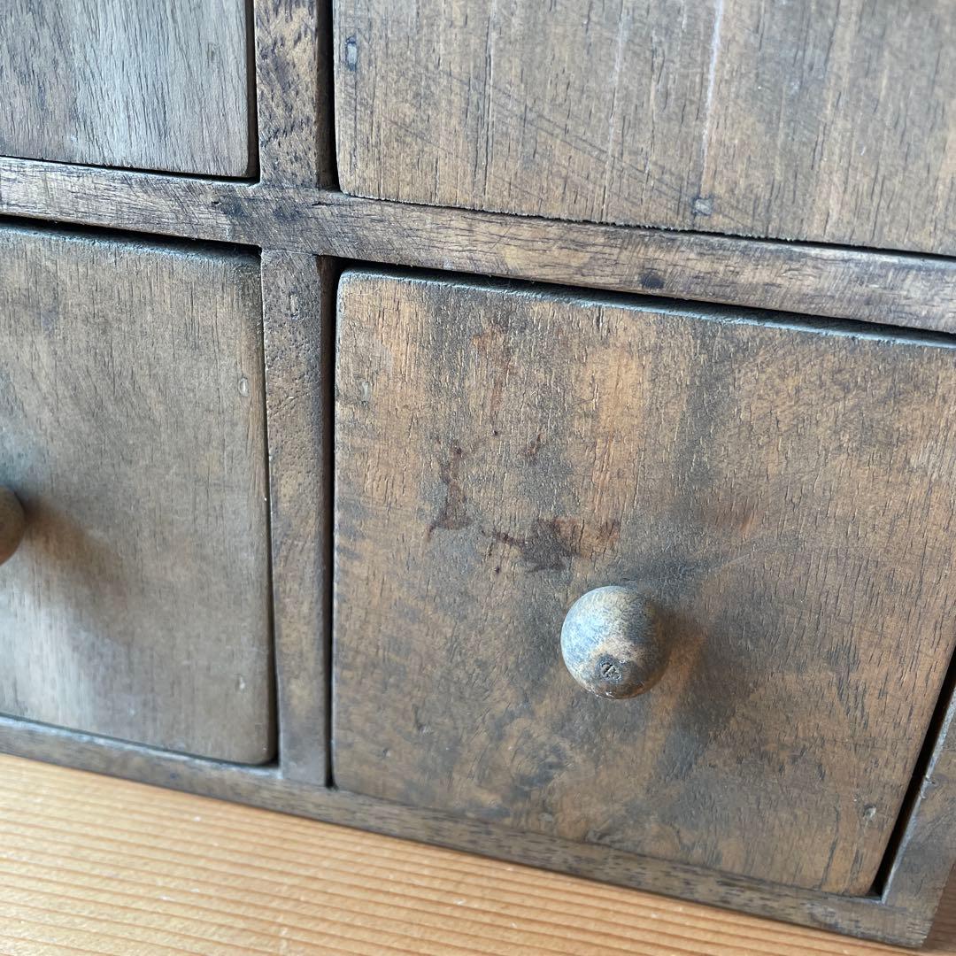 アンティーク風　木製　9キューブ　ドロワーズ　収納棚