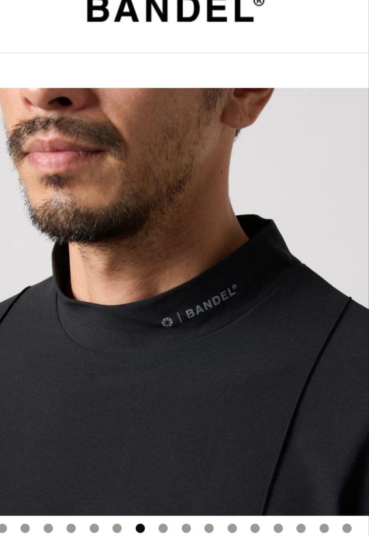 BANDEL 黒 モックネック　半袖シャツ