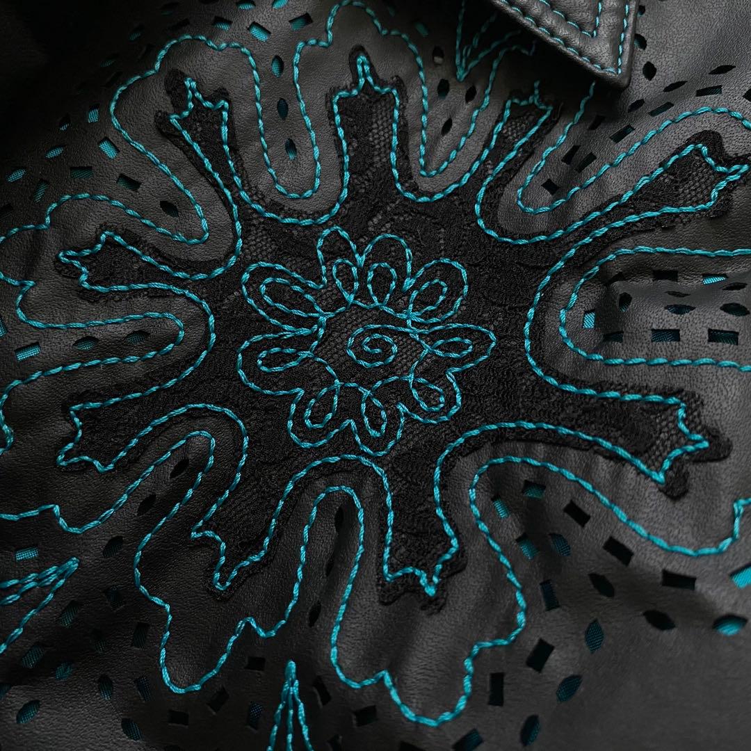 トクコプルミエヴォル 花柄 刺繍 フェイクレザー ジャケット 9 TOKUKO