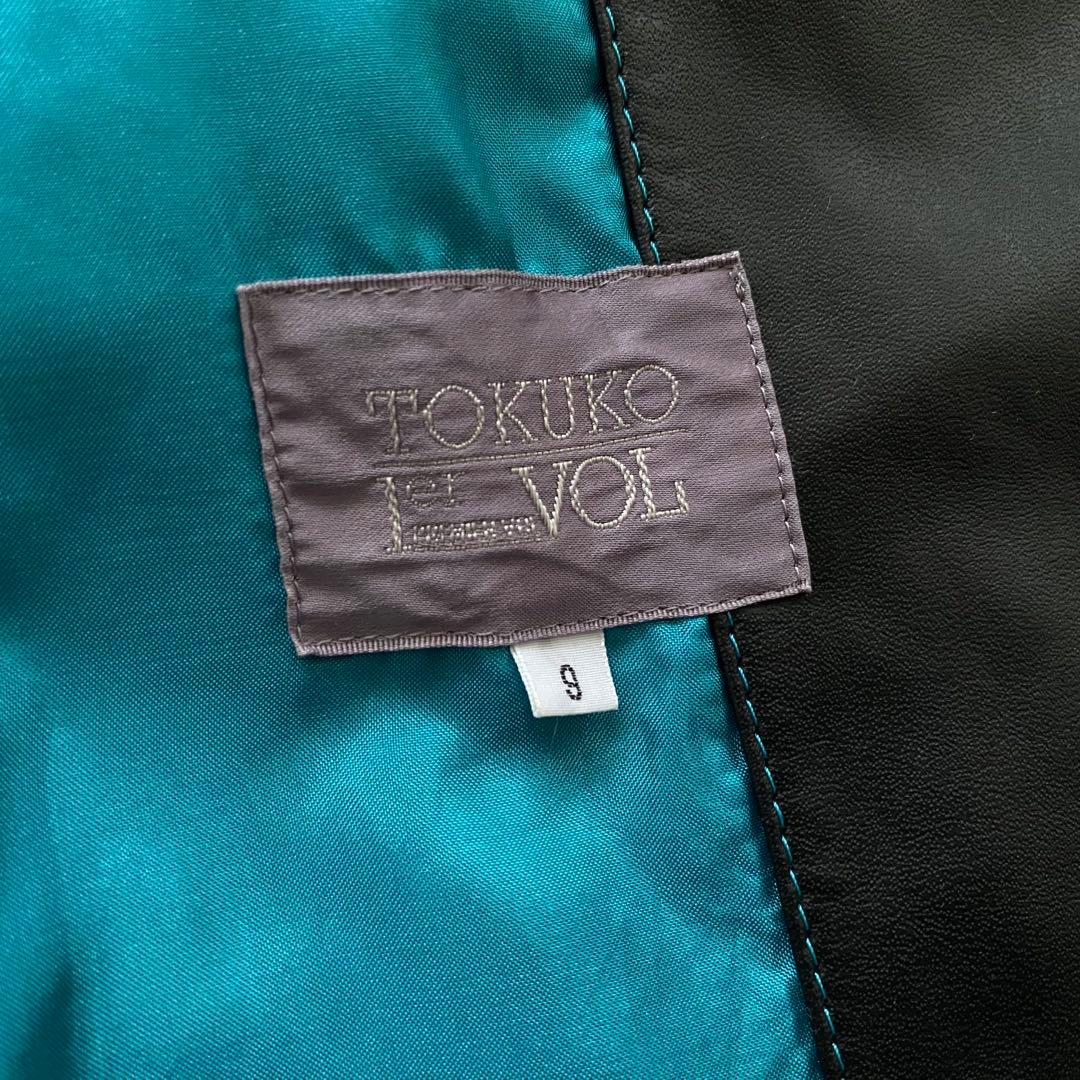 トクコプルミエヴォル 花柄 刺繍 フェイクレザー ジャケット 9 TOKUKO