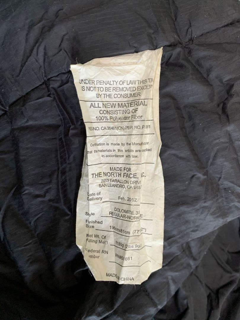 THE NORTH FACE ノースフェイス シュラフ 寝袋 ドロミテ