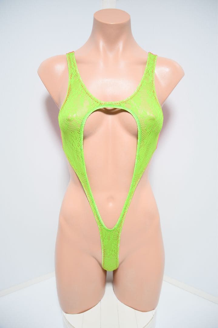 コスプレ ハイレグ 蛍光グリーン・ピンク レオタード