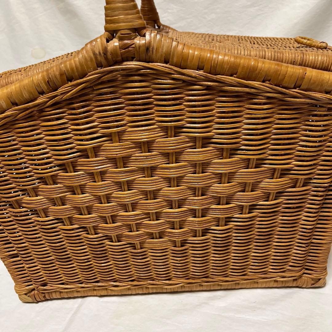 天然素材 蓋付き　ピクニックバスケット