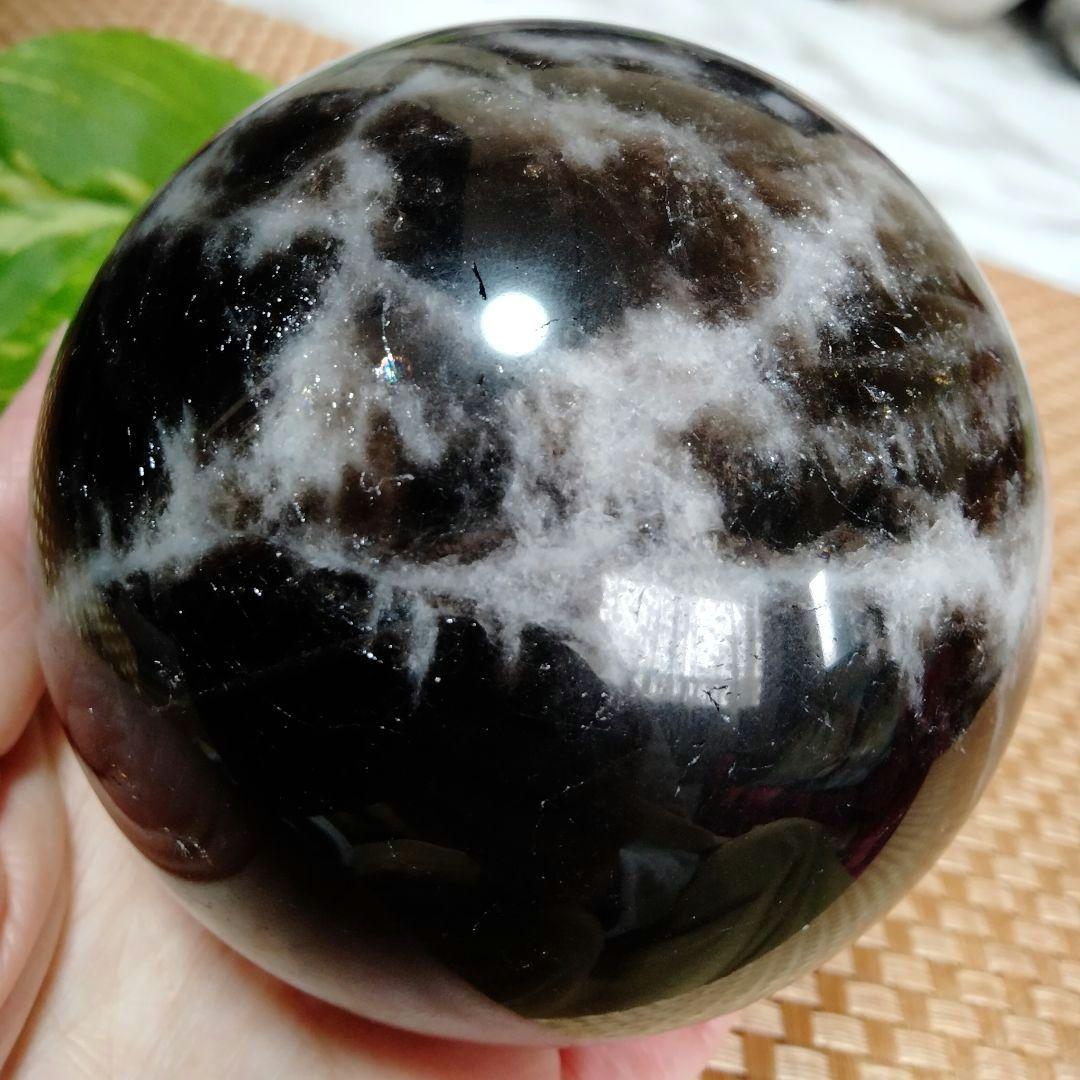 【純天然】★大サイズ★★厄除け・魔除け★天然石83mm モリオン スフィア 丸玉