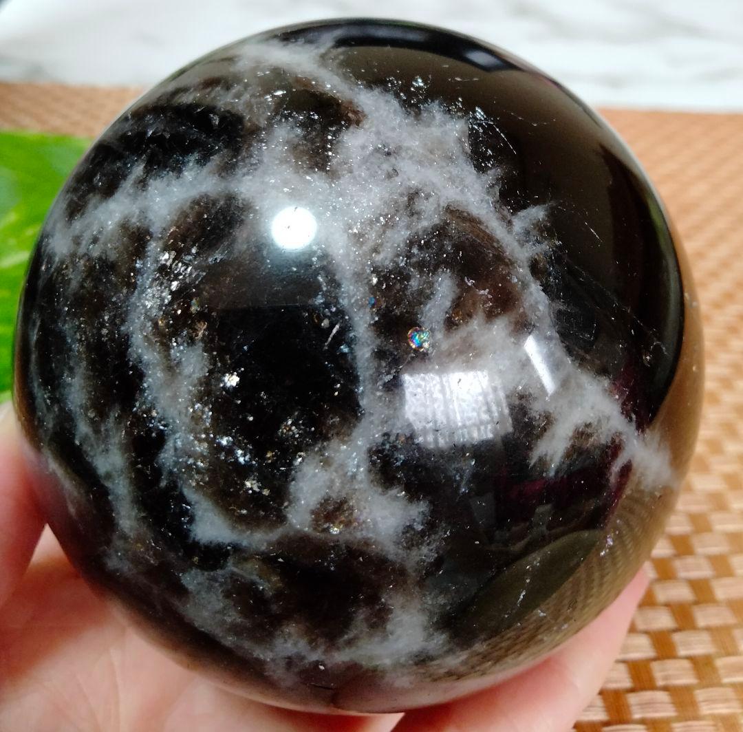 【純天然】★大サイズ★★厄除け・魔除け★天然石83mm モリオン スフィア 丸玉
