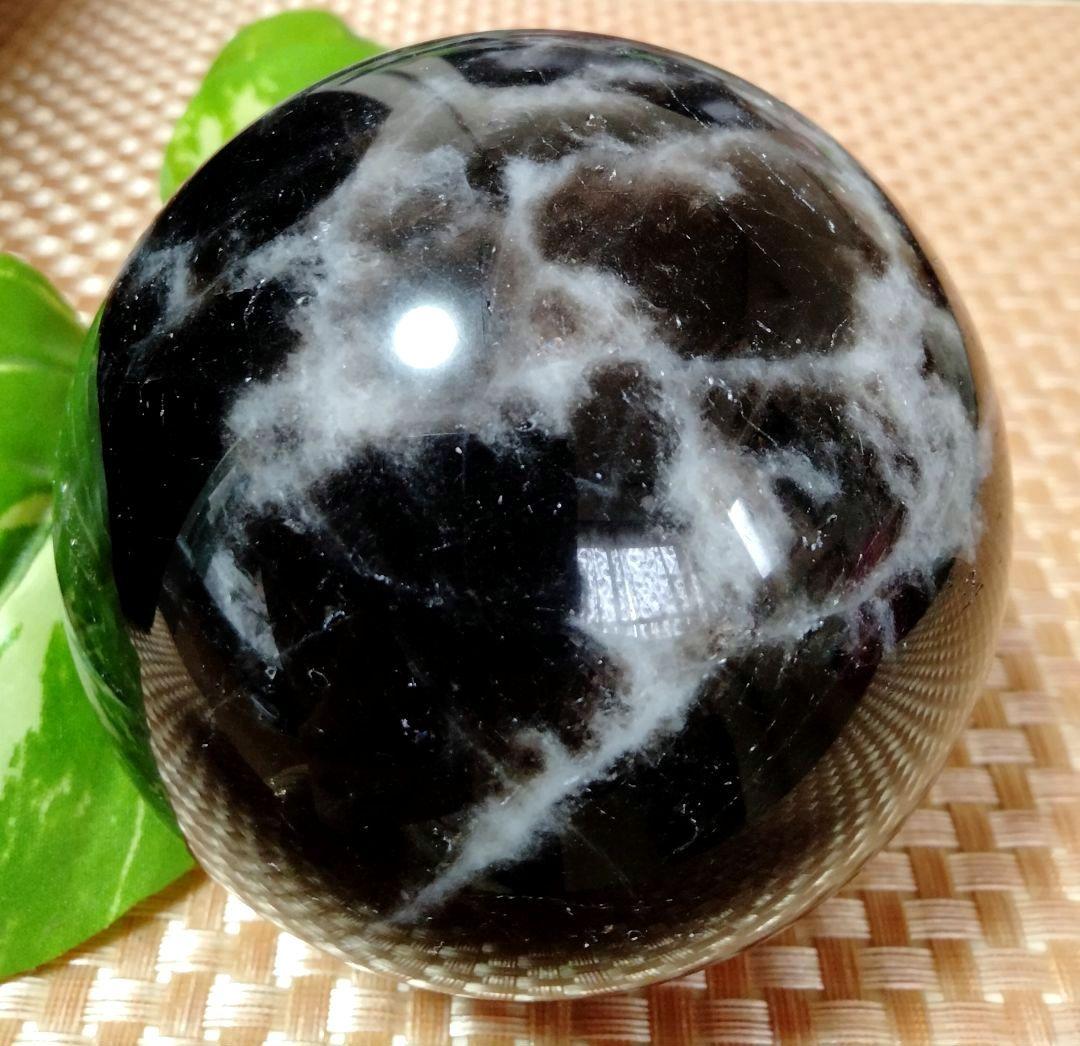 【純天然】★大サイズ★★厄除け・魔除け★天然石83mm モリオン スフィア 丸玉