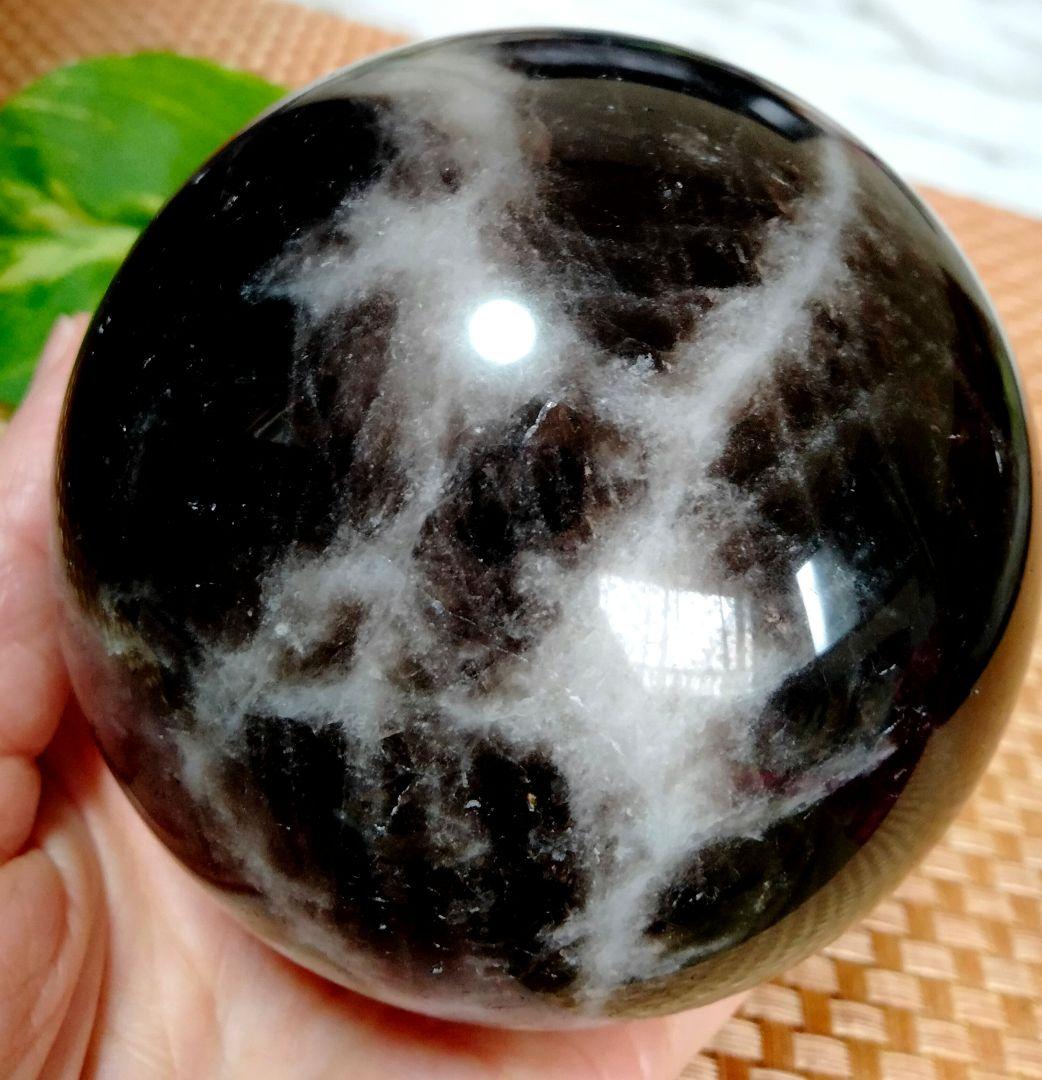 【純天然】★大サイズ★★厄除け・魔除け★天然石83mm モリオン スフィア 丸玉