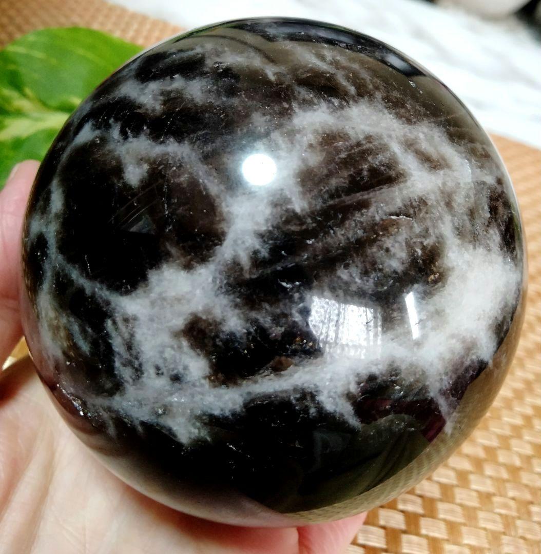 【純天然】★大サイズ★★厄除け・魔除け★天然石83mm モリオン スフィア 丸玉