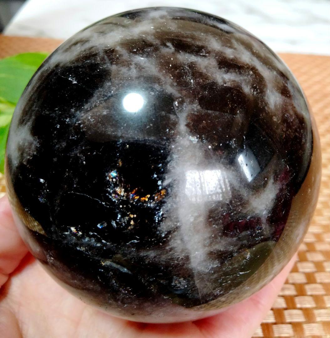 【純天然】★大サイズ★★厄除け・魔除け★天然石83mm モリオン スフィア 丸玉