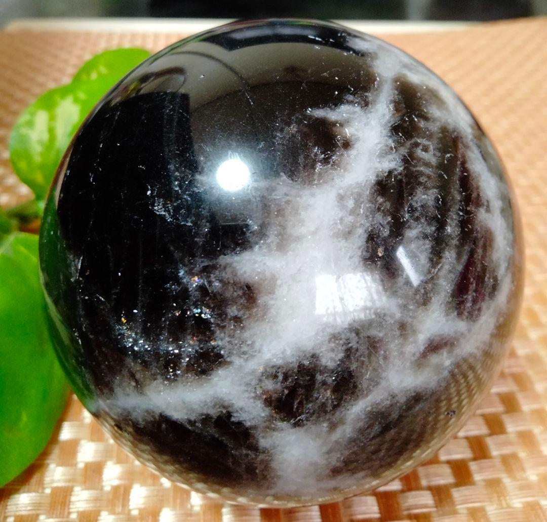 【純天然】★大サイズ★★厄除け・魔除け★天然石83mm モリオン スフィア 丸玉