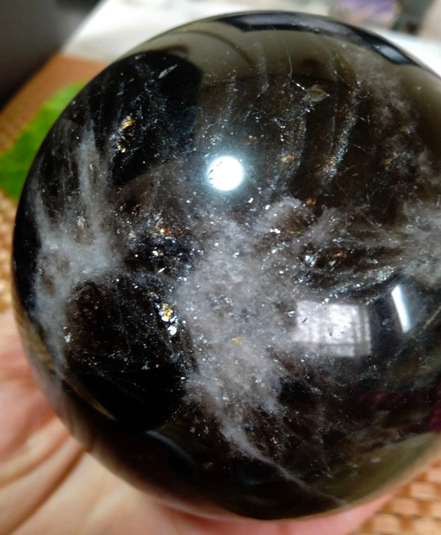 【純天然】★大サイズ★★厄除け・魔除け★天然石83mm モリオン スフィア 丸玉