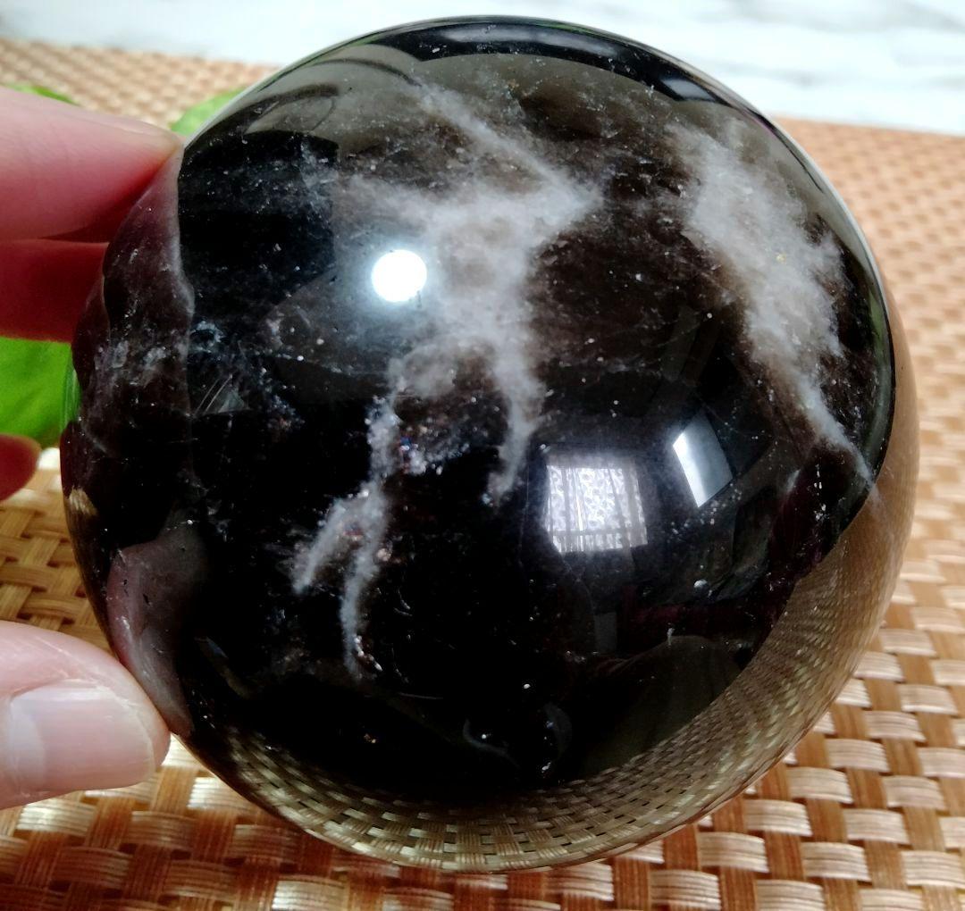 【純天然】★大サイズ★★厄除け・魔除け★天然石83mm モリオン スフィア 丸玉