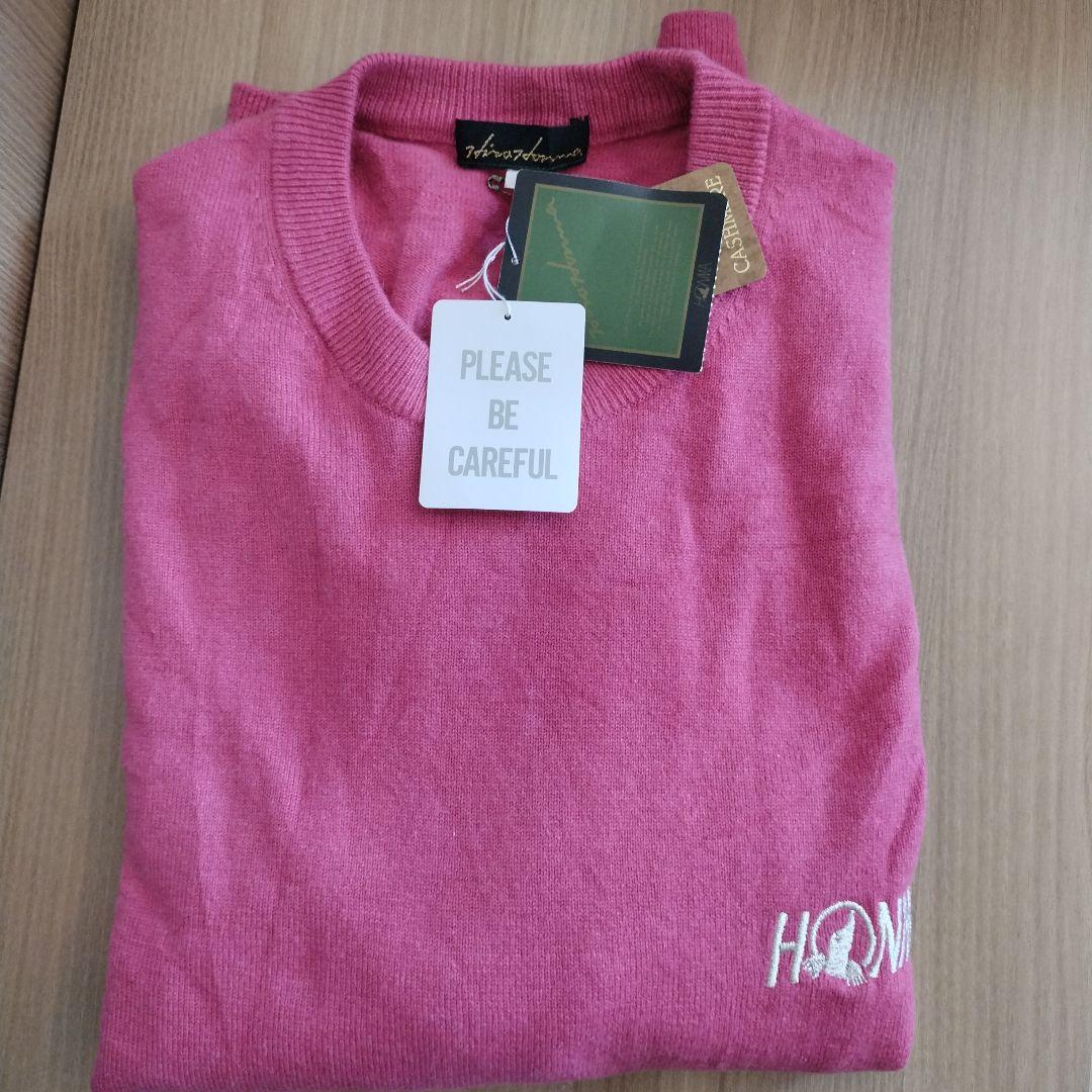 新品タグ付　HONMA 本間ゴルフ　カシミヤ100％　セーター　ピンク　L