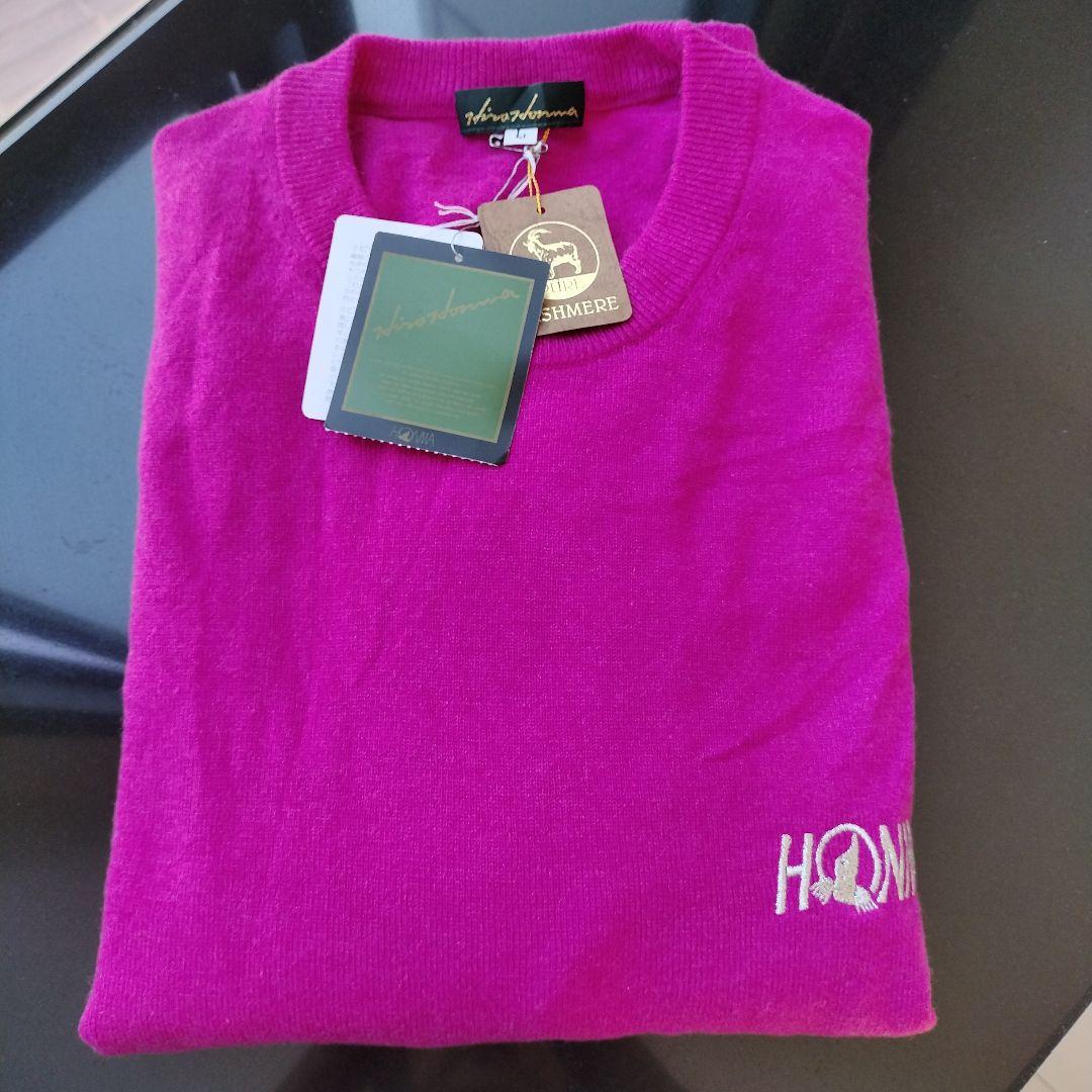新品タグ付　HONMA 本間ゴルフ　カシミヤ100％　セーター　ピンク　L