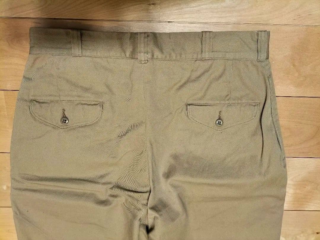 60s USMC（米海兵隊）カーキ・チノパンツ アルミジップ　W33表記