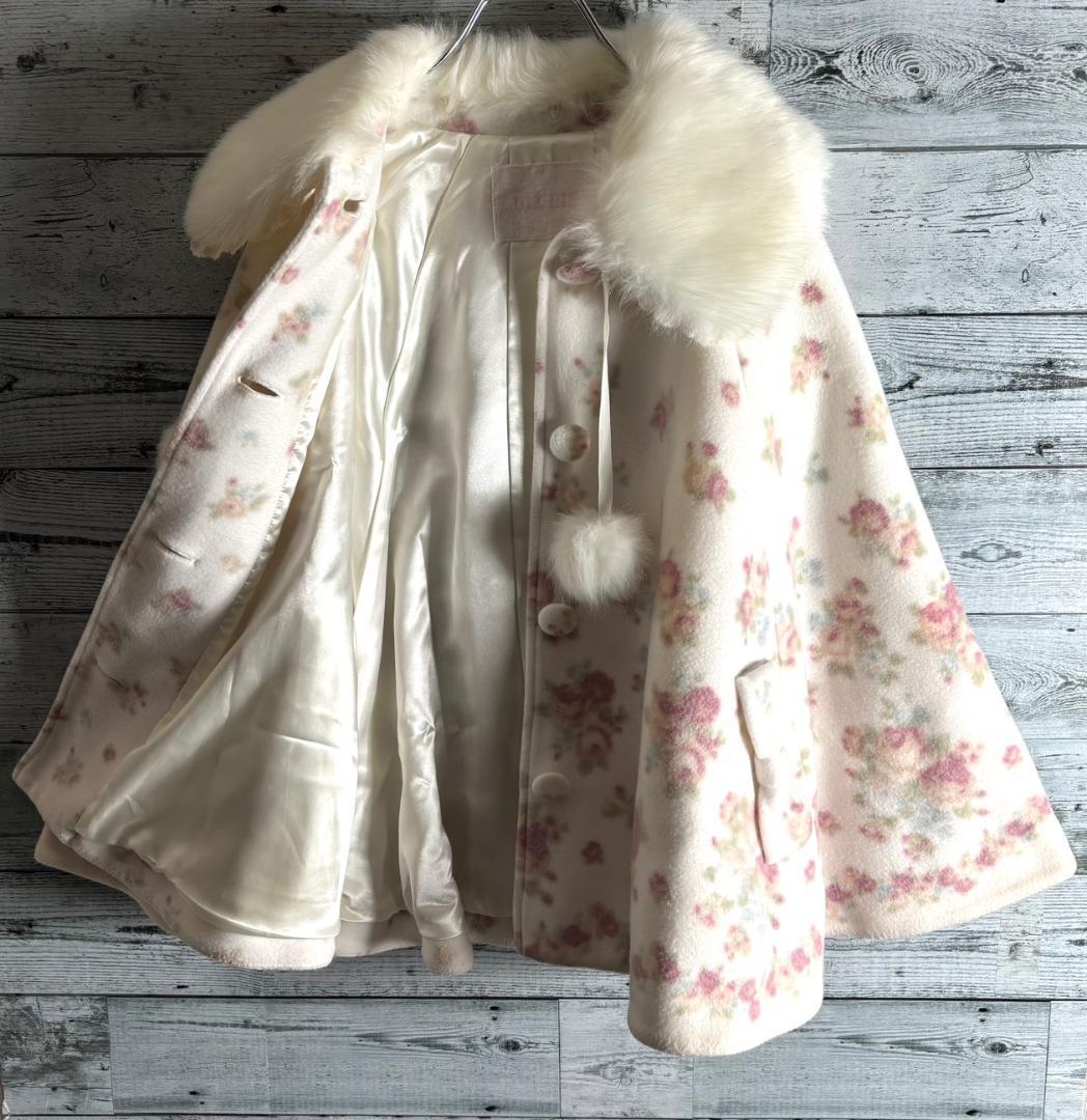 y2k　LIZ LISA リズリサ　花柄ファーポンチョ コート　姫系 平成ギャル