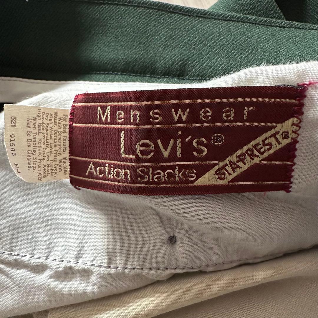 80s Levi's ACTION SLACKS グリーン　W35相当