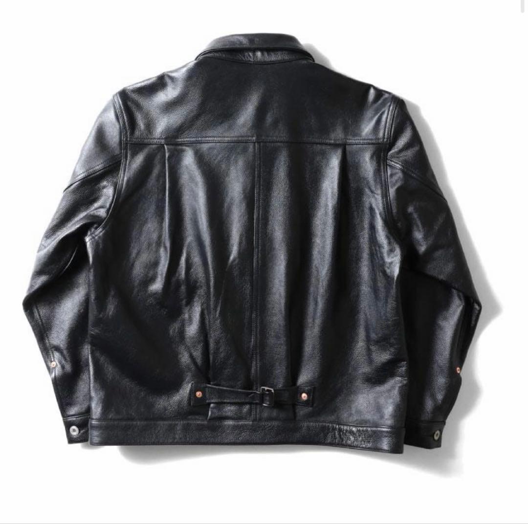 HOUSTON カウレザー ジャケット 1st Tバック ブラック 40Ｇジャン