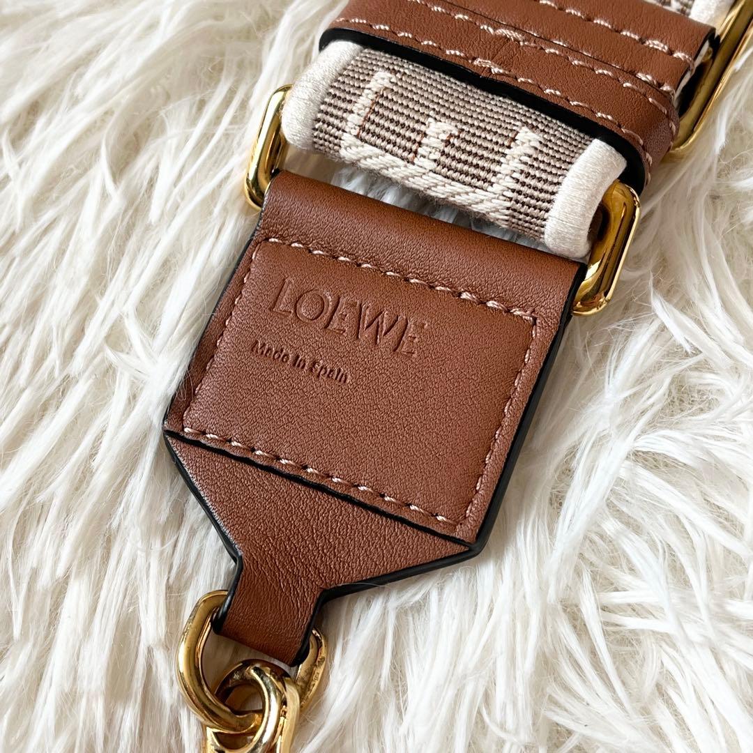 LOEWE アナグラム ストラップ　ジャカード　ベージュ　ブラウン　ロエベ