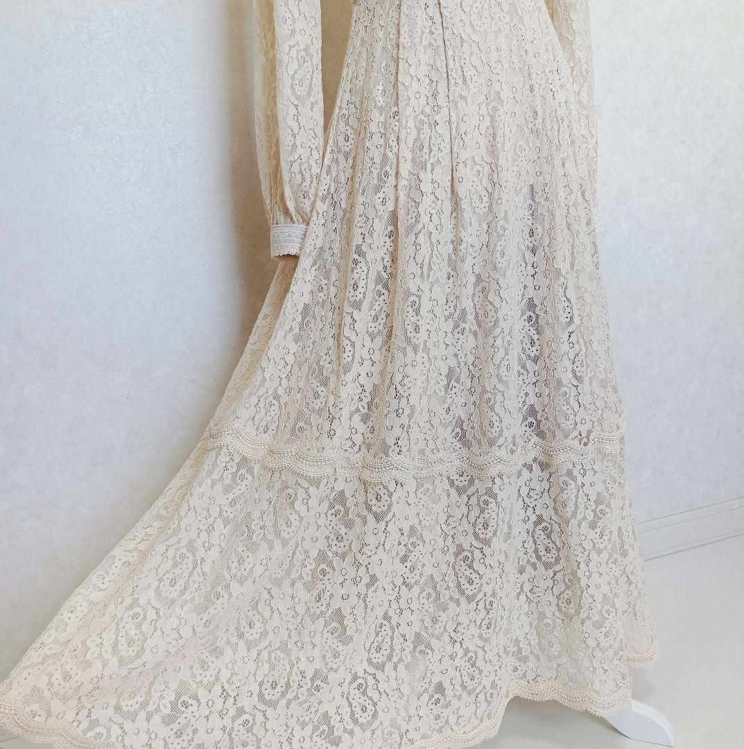 エミリアウィズ Aラインフラワーレースワンピース 結婚式 S